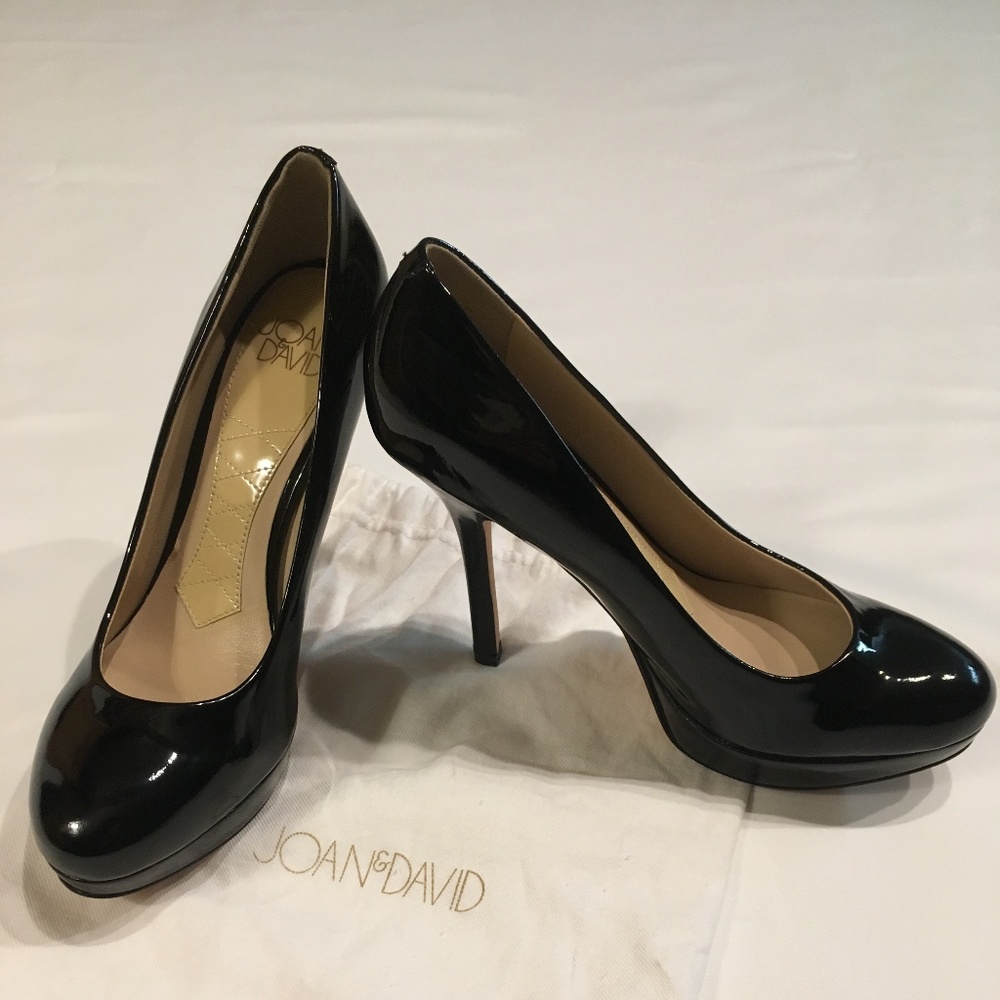 Joan & David Black Patent Pumps